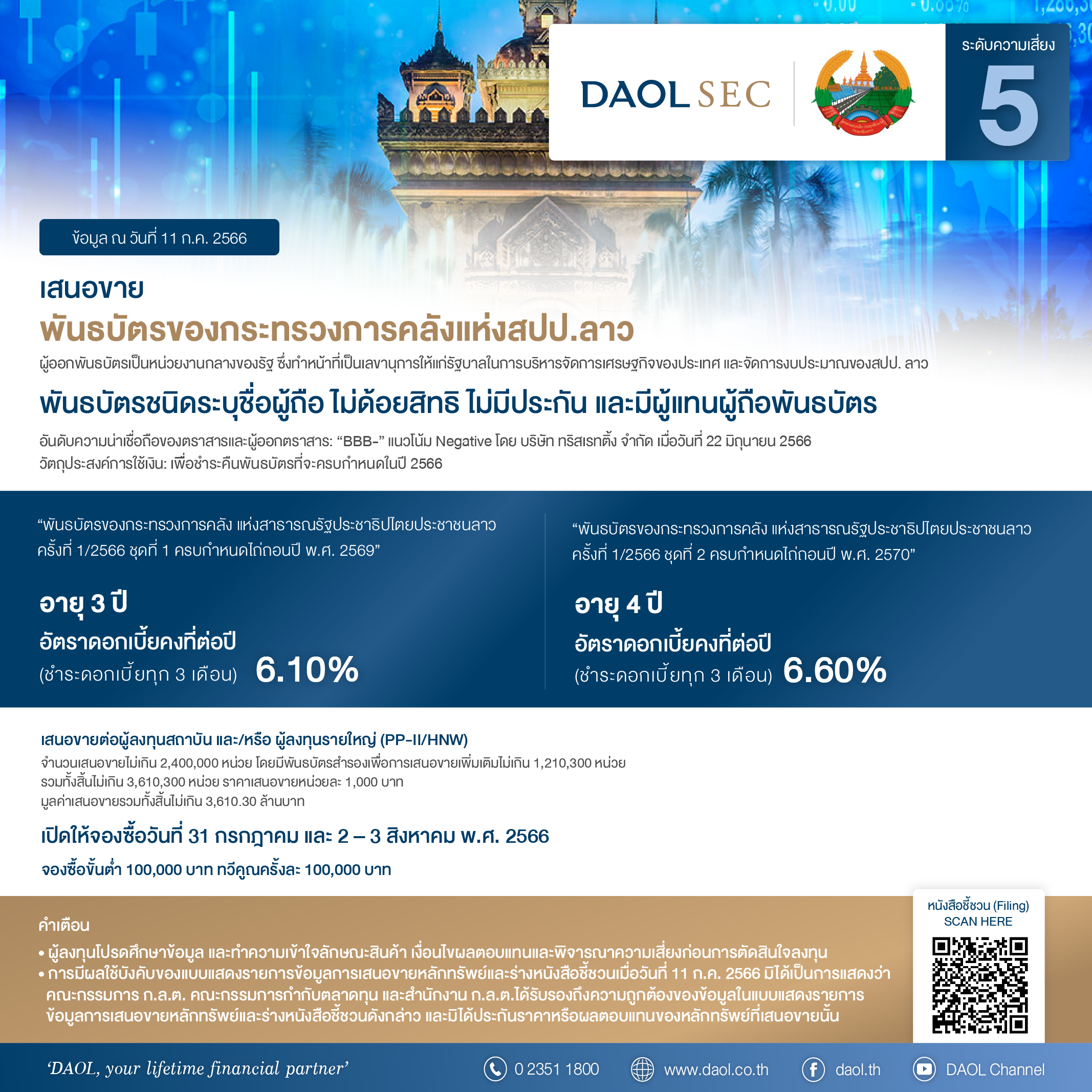 หุ้นกู้ พันธบัตรของกระทรวงการคลังแห่งสปป